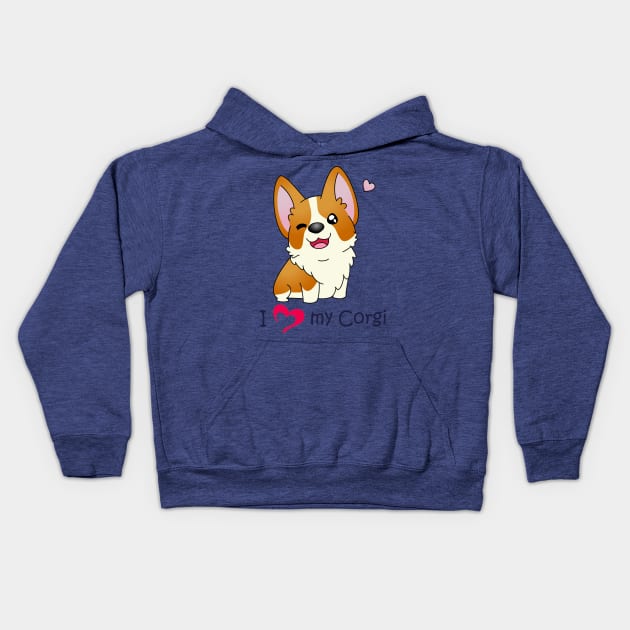 I * heart* my corgi Kids Hoodie by Ashkerdoodles